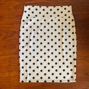 LulaRoe Cassie polka dot pencil skirt, top & scarf